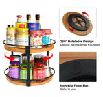 Greenstell 2-Tier Lazy Susan 10 Inches Round Wood Rotating Spice Rack Marble