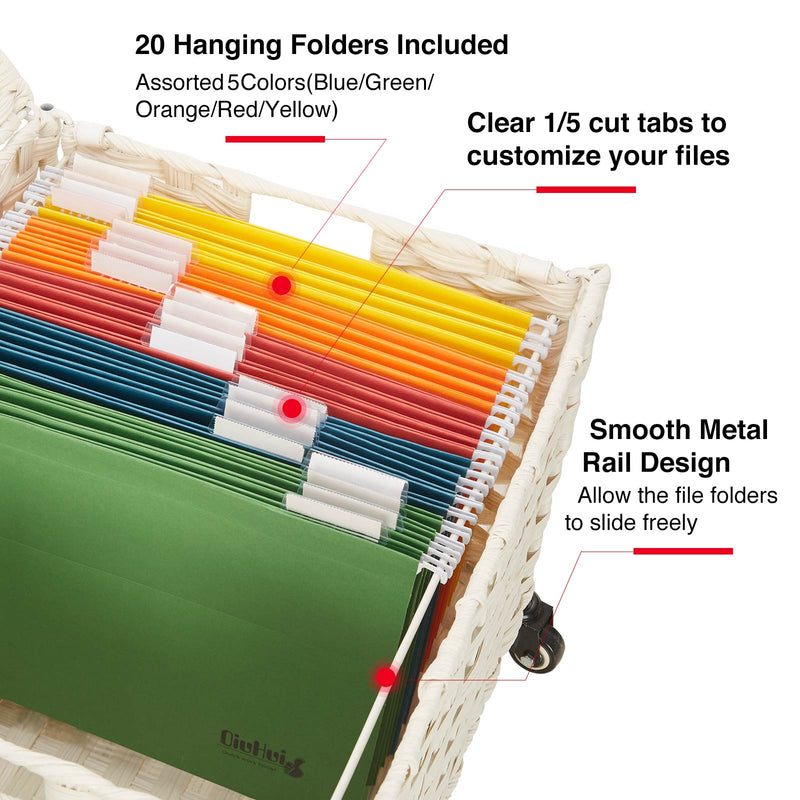 Greenstell Rolling File Cabinet, 20 Hanging File Folders & Tabs & Lid