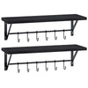 Greenstell Wall Mounted Floating Shelves 12 Hooks & Adjustable Crossbar Set of 2 60cm