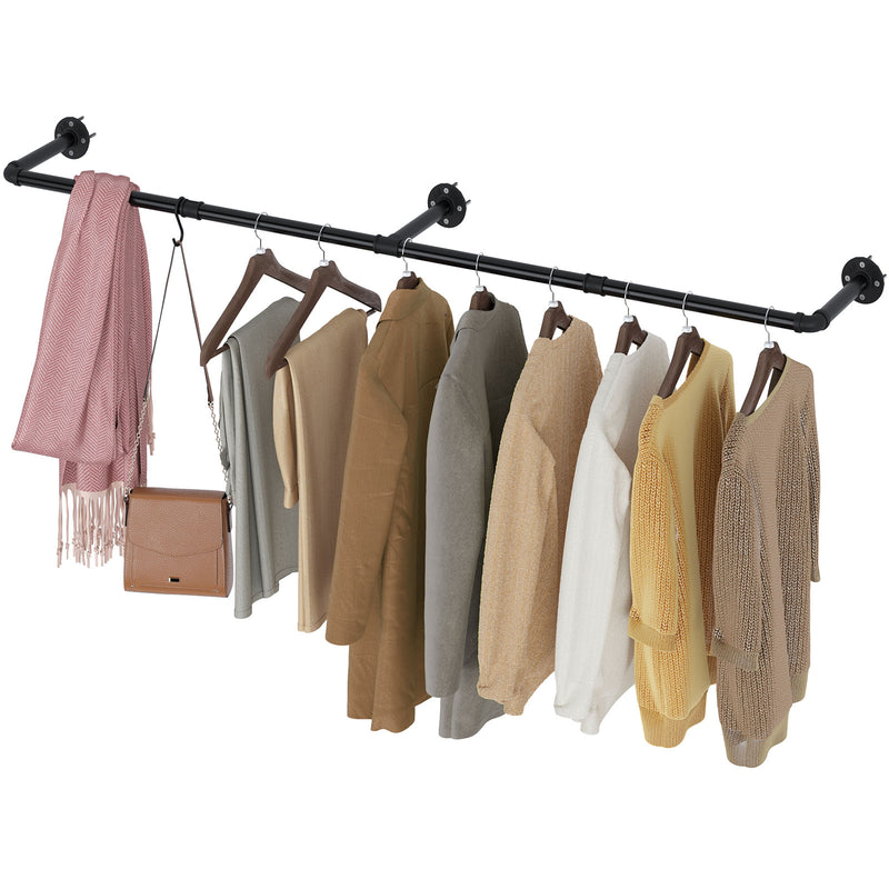 Greenstell Industrial Pipe Wall Mounted Clothes Rack Long