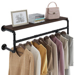 Greenstell Industrial Pipe Wall Mounted with Wood Board Clothes Rack