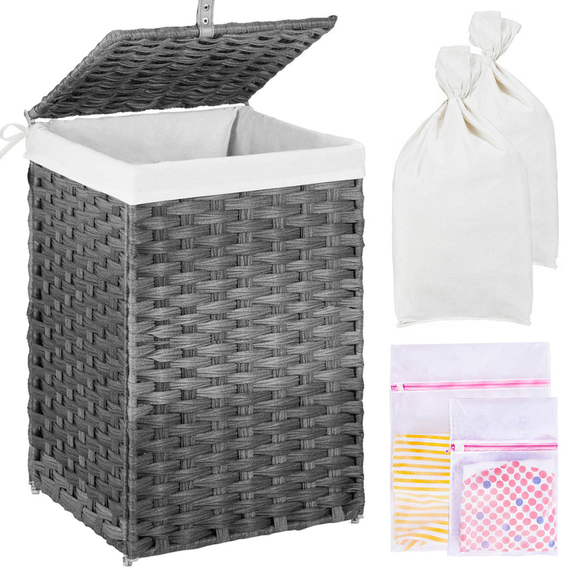 Greenstell Laundry Hamper with Lid, 60L Clothes Hamper with Removable Liner Bags and Mesh Bags