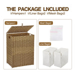 Greenstell Laundry Hamper with Lid, 90L Clothes Hamper with Removable Liner Bags and Mesh Bags
