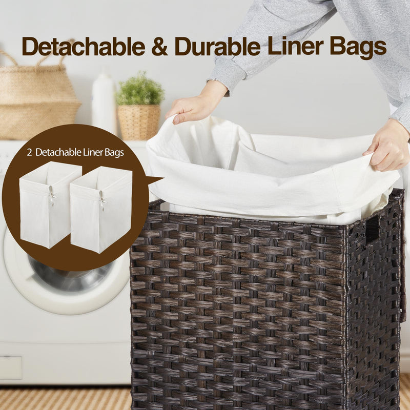 Greenstell Woven Waste Basket with Handles and 2 Liners