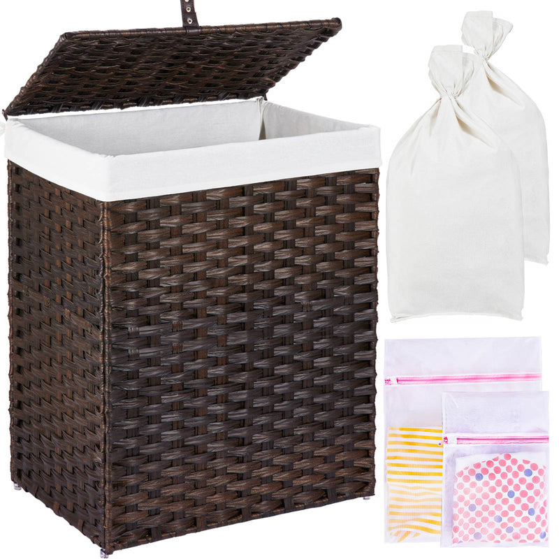 Greenstell Laundry Hamper with Lid, 90L Clothes Hamper with Removable Liner Bags and Mesh Bags