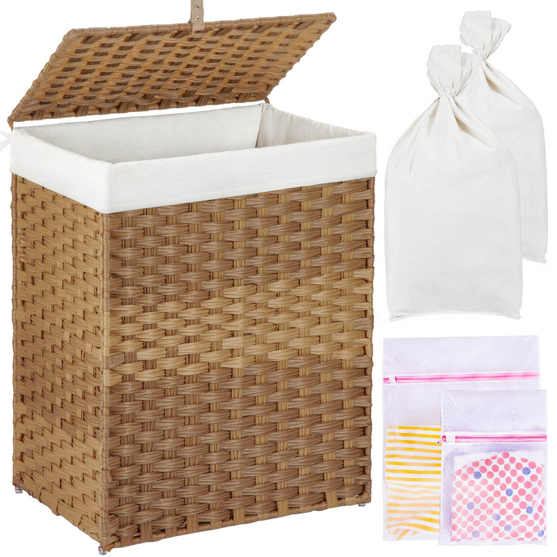 Greenstell Laundry Hamper with Lid, 90L Clothes Hamper with Removable Liner Bags and Mesh Bags