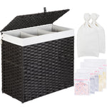 Greenstell Woven Divided Laundry Hamper with Lid 125L, 3 Sections Clothes Hamper