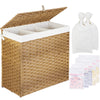Greenstell Woven Divided Laundry Hamper with Lid 125L, 3 Sections Clothes Hamper