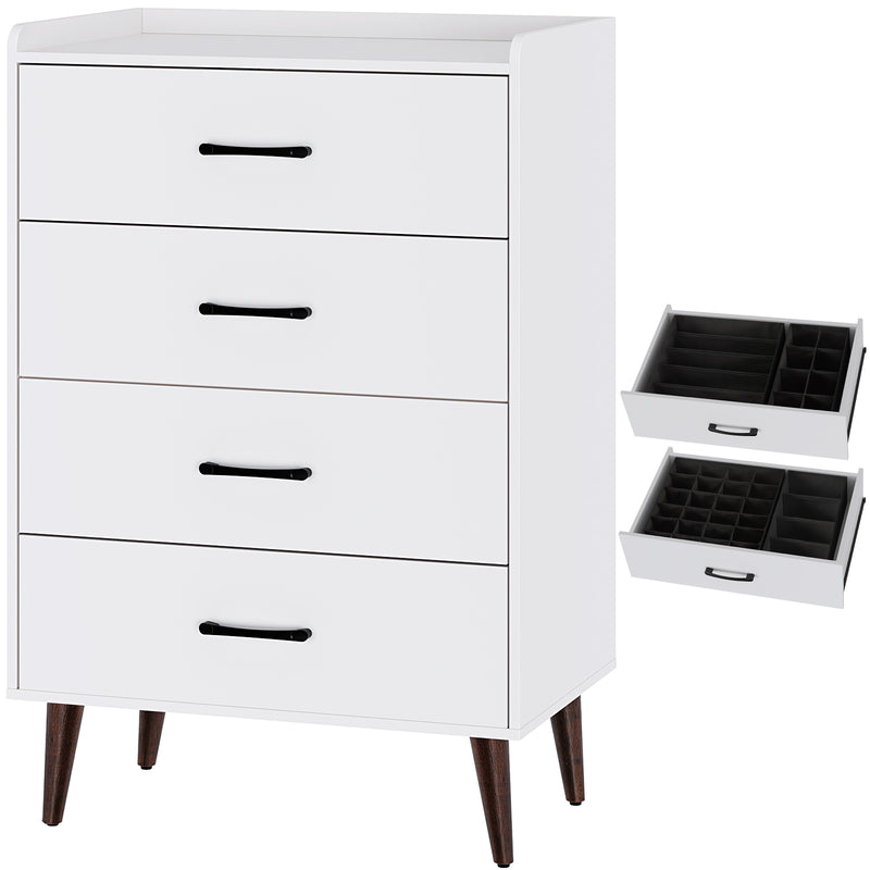 Greenstell 4 Drawer Chest with 4 Set Foldable Drawer Dividers, Dresser with Anti-Tipping