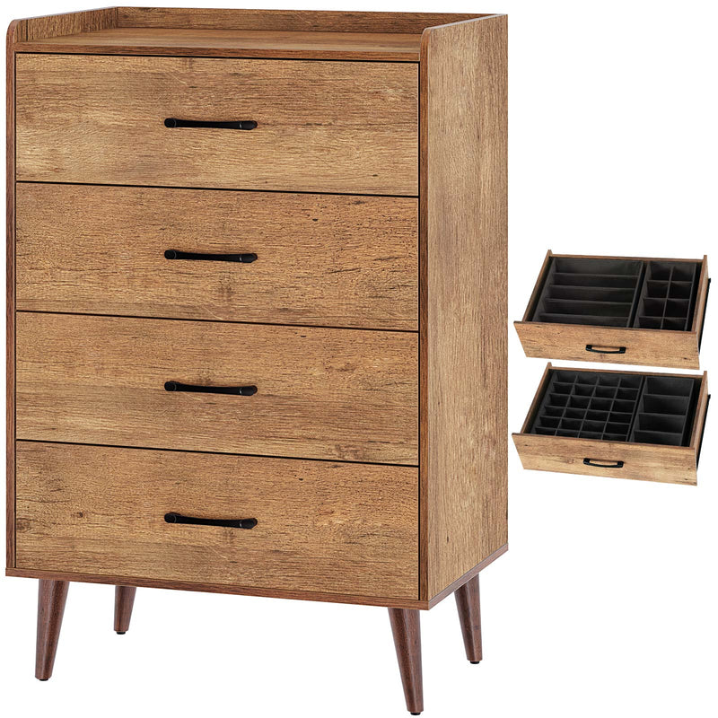 Greenstell 4 Drawer Chest with 4 Set Foldable Drawer Dividers, Dresser with Anti-Tipping