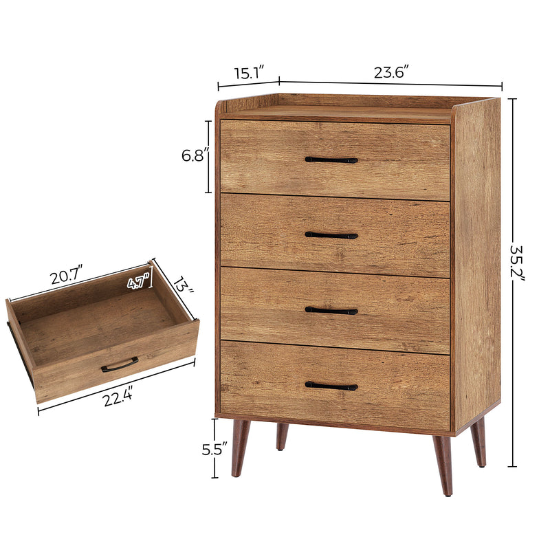 Greenstell 4 Drawer Chest with 4 Set Foldable Drawer Dividers, Dresser with Anti-Tipping