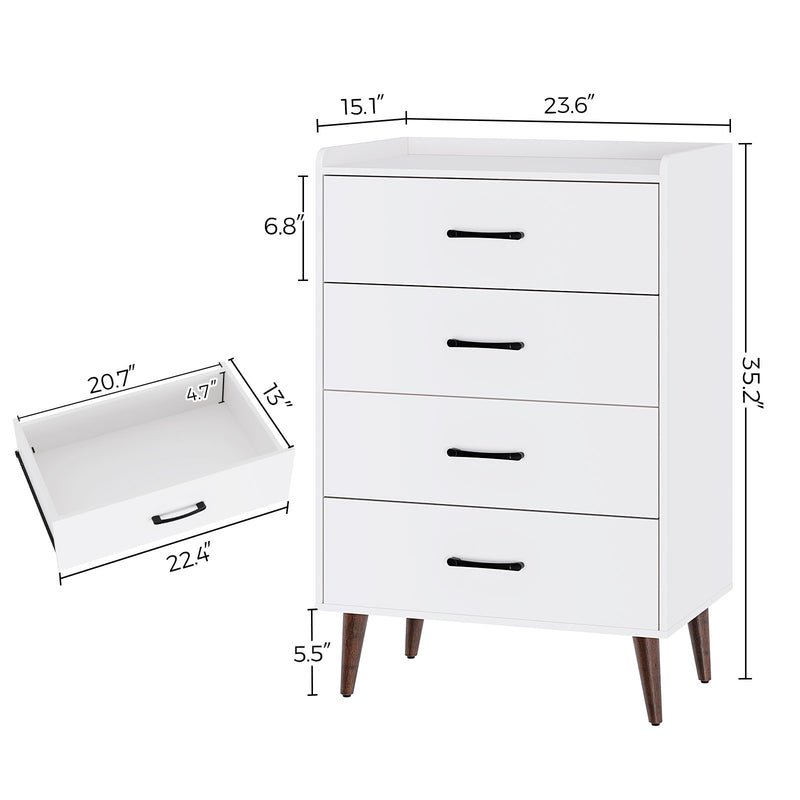 Greenstell 4 Drawer Chest with 4 Set Foldable Drawer Dividers, Dresser with Anti-Tipping