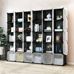 Greenstell Portable Cube Storage Organizer, Plastic & Stackable Closet Organizer Dark Black Panels with Doors