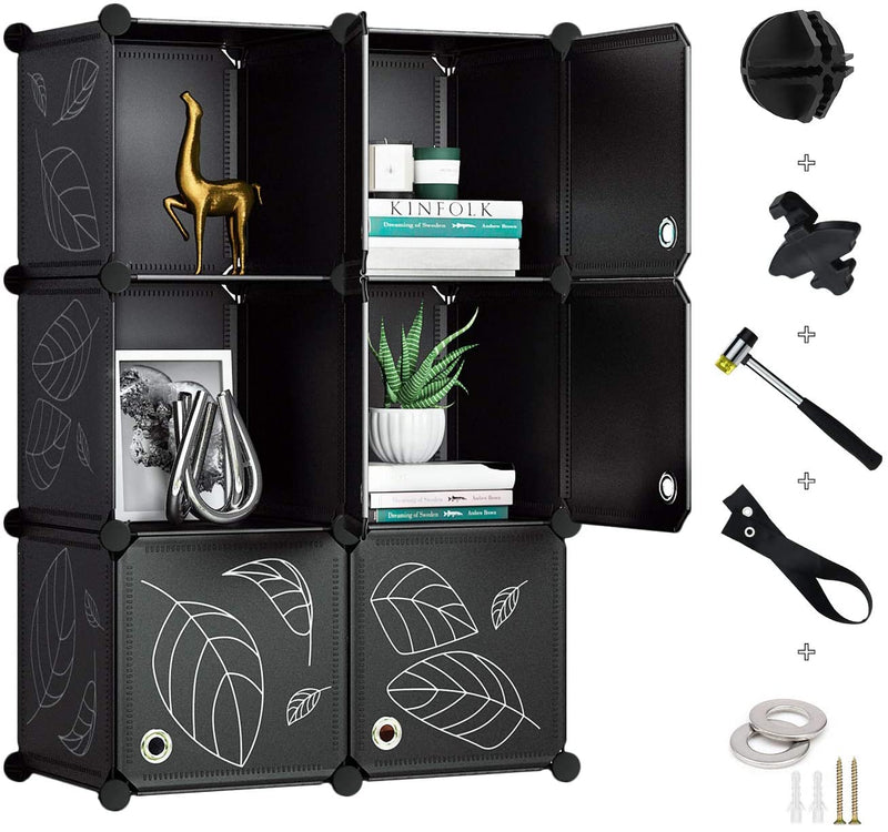 Greenstell Closet Organizer, 9 Cube Storage Organizer with Doors, Portable Closet Storage Shelves, Modular Bookcase Closet Cabin