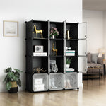 Greenstell Plastic Portable Stackable Cube Storage 12 Closet Cubes Black With Doors