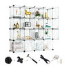 Greenstell Plastic Stackable Cube Storage Organizer 16 Portable Closet Cubes White With Doors