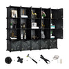 Greenstell Portable Cube Storage Organizer, Plastic & Stackable Closet Organizer Dark Black Panels with Doors