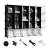 Greenstell Portable Cube Storage Organizer, Plastic & Stackable Closet Organizer Dark Black Panels with Doors