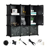 Greenstell Portable Cube Storage Organizer, Plastic & Stackable Closet Organizer Dark Black Panels with Doors