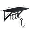 Greenstell Wall Mounted Floating Shelves 12 Hooks & Adjustable Crossbar Set of 2 40cm