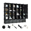 Greenstell Portable Cube Storage Organizer, Plastic & Stackable Closet Organizer Dark Black Panels with Doors