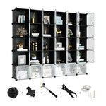 Greenstell Portable Cube Storage Organizer, Plastic & Stackable Closet Organizer Dark Black Panels with Doors