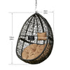 Greenstell Handmade Rattan Wicker Hanging Egg Hammock Chairs Blue Cushion