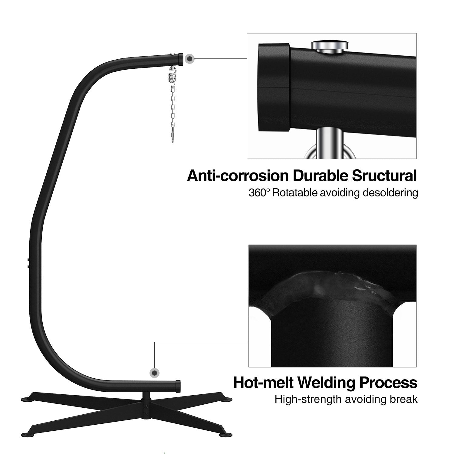 Hammock Chair Swing Chair Stand Max Load 150KG Greenstell
