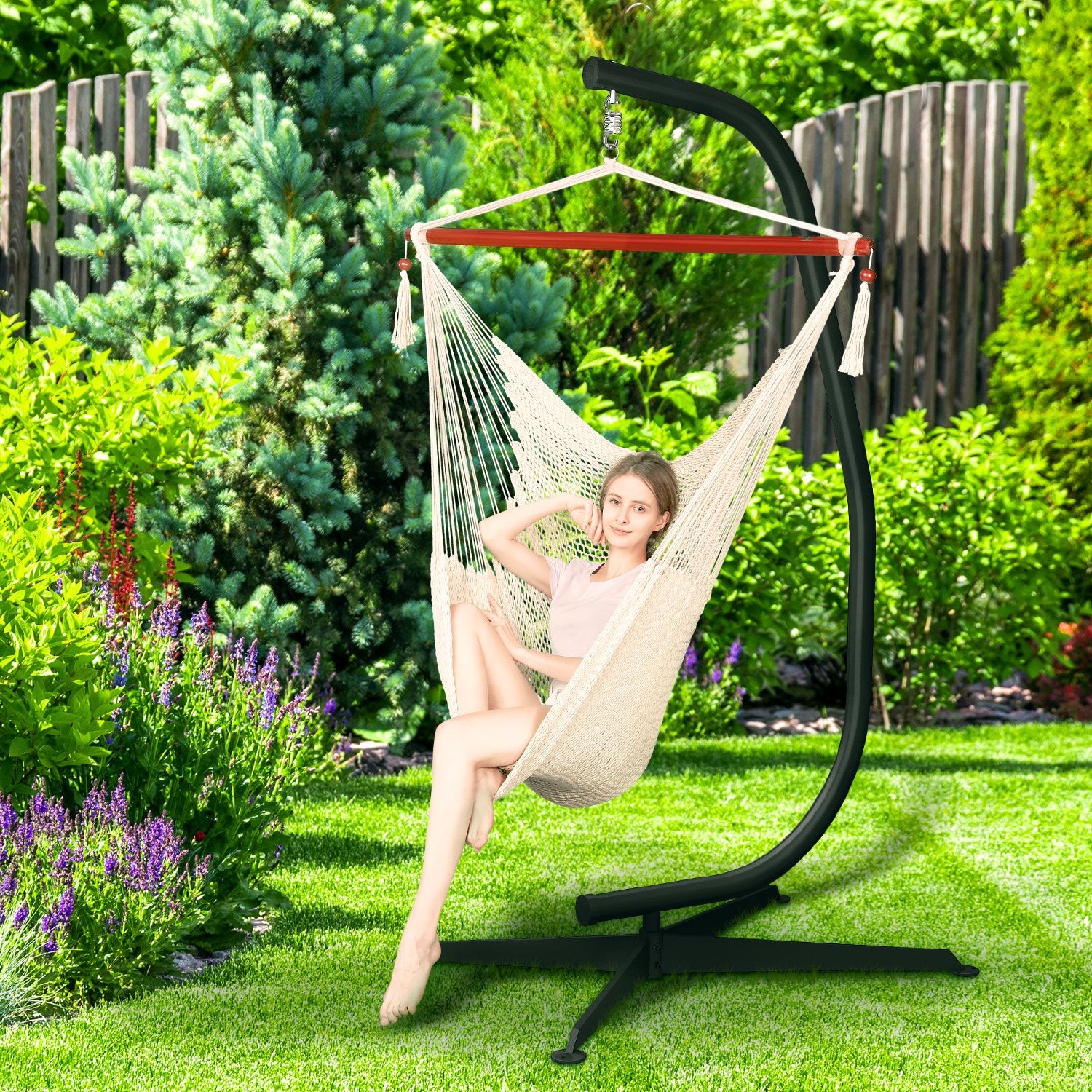 Egg Chair Hammock Chair Stand Only, Hanging C-Stand With Buckle
