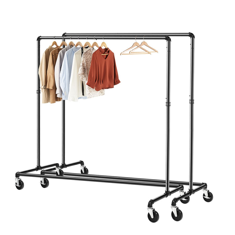 Greenstell Rolling Industrial Pipe Z Base Clothes Rack 2 Packs  (24*63*59 in)