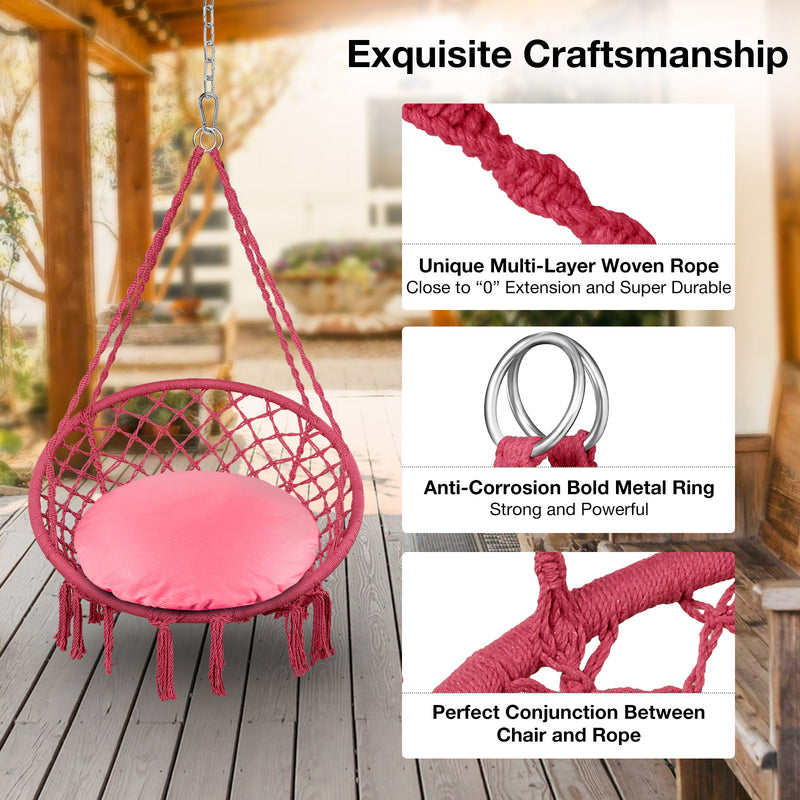 Greenstell Handmade Macrame Swing Chair Hammock Chair Standard (32*24inch)