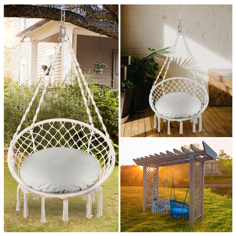 Greenstell Handmade Macrame Swing Chair Hammock Chair Large (40.2*32.7inch)