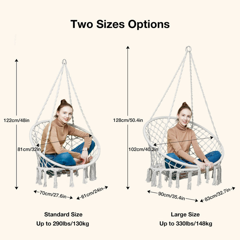 Greenstell Handmade Macrame Swing Chair Hammock Chair Large (40.2*32.7inch)