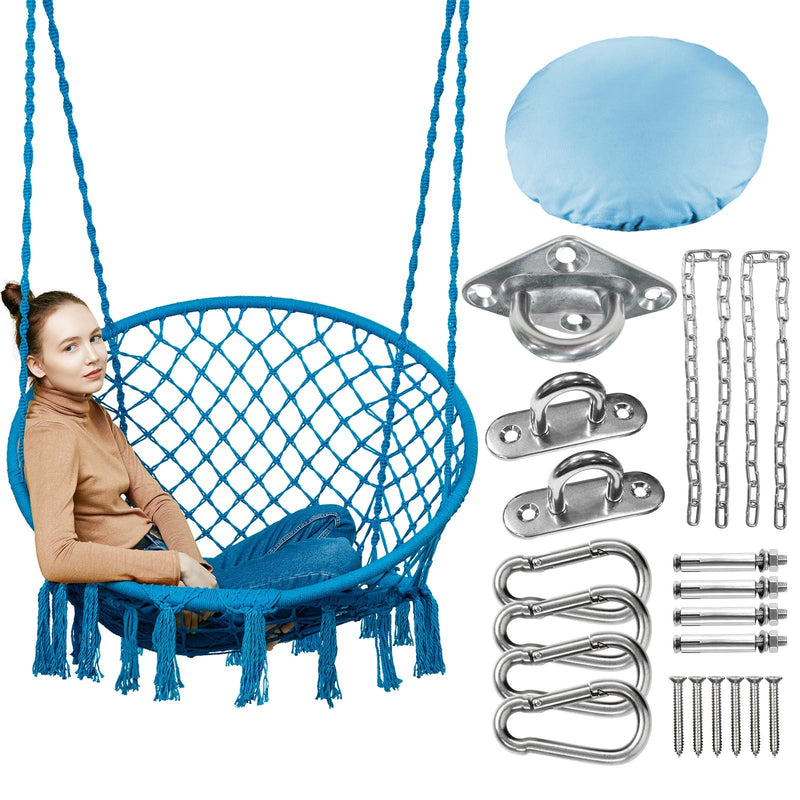 Greenstell Handmade Macrame Swing Chair Hammock Chair Large (40.2*32.7inch)