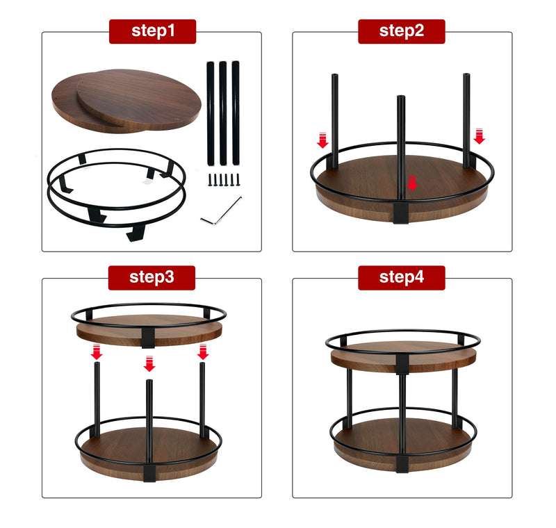 Greenstell Lazy Susan 10 Inches Round Wood Rotating Spice Rack Light B