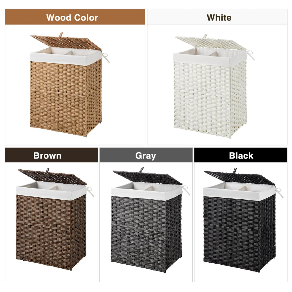 Greenstell Woven Synthetic Rattan Collapsible Laundry Hamper Standard (18*12*24 in)