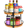 Greenstell 2-Tier Lazy Susan 10 Inches Round Wood Rotating Spice Rack Light  Brown