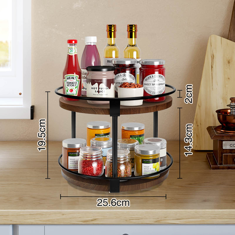 Greenstell 2-Tier Lazy Susan 10 Inches Round Wood Rotating Spice Rack