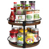 Greenstell 2-Tier Lazy Susan 10 Inches Round Wood Rotating Spice Rack Dark Brown