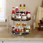 Greenstell 2-Tier Lazy Susan 10 Inches Round Wood Rotating Spice Rack Marble