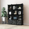 Greenstell Plastic Portable Stackable Cube Storage 12 Closet Cubes Black With Doors