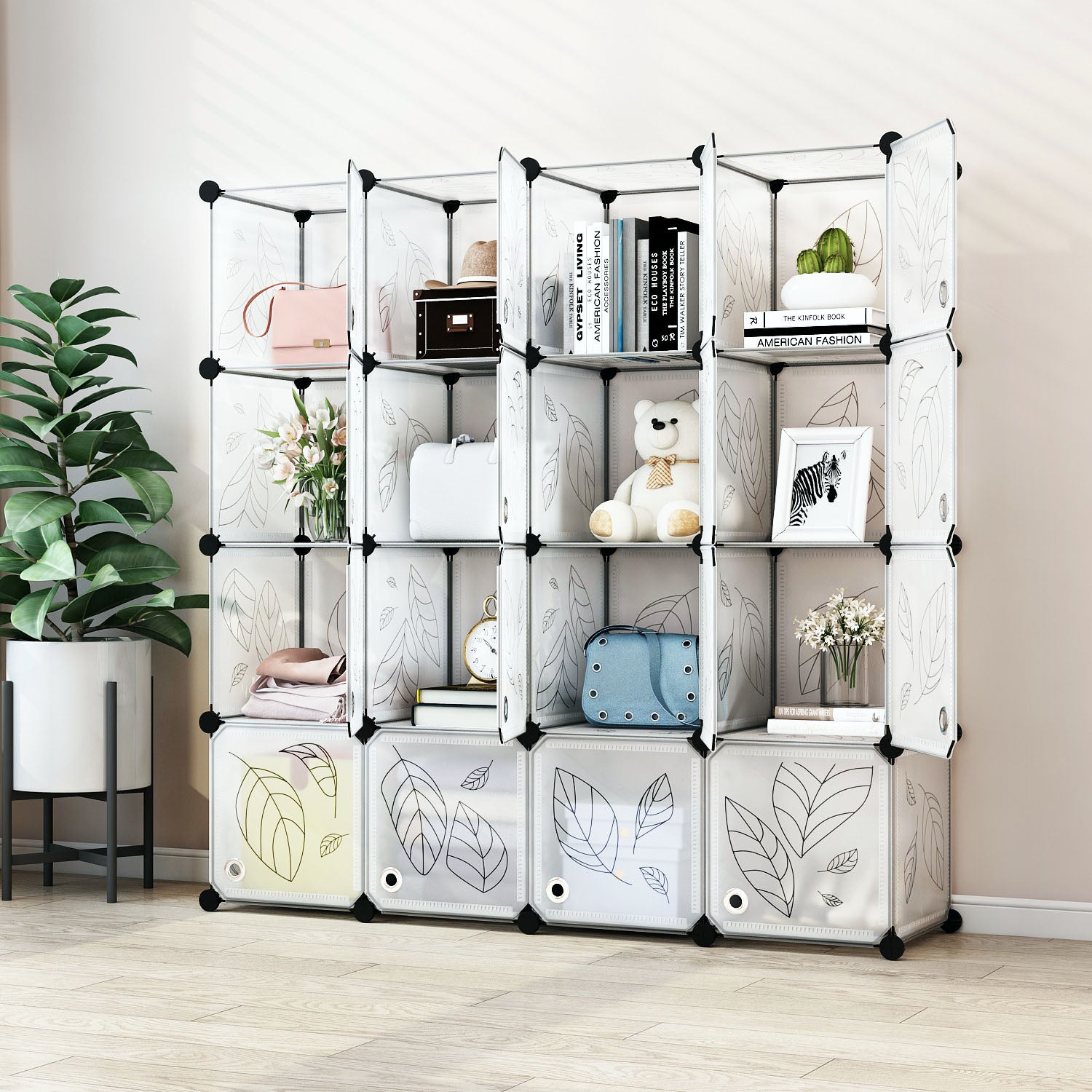 Greenstell Plastic Stackable Cube Storage 6 Portable Closet Cubes Whit