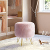 Greenstell Storage Round Faux Fur Footstool Ottoman Metal Legs with Foot Pad