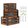 Greenstell Rustic Wooden Crate with Chalkboard, Cutout Handle and Metal Wraps