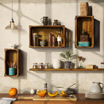 Greenstell Rustic Brown Wooden Nested Crate, Cutout Handle, Chalkboard, Metal Edge