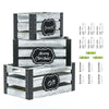 Greenstell Rustic Wooden Crate with Chalkboard, Cutout Handle and Metal Wraps