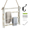 Greenstell Rustic Wood Wall-Hanging Towel Rack White Large