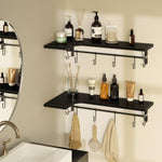 Greenstell Wall Mounted  Corner Wall Shelves, Floating Shelves with Adjustable Towel Holders & 8 Hooks