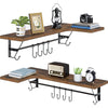 Greenstell Wall Mounted  Corner Wall Shelves, Floating Shelves with Adjustable Towel Holders & 8 Hooks