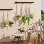 Greenstell 3 Pcs Macrame Plant Hangers and Hand-woven Seagrass Hanging Planter Black